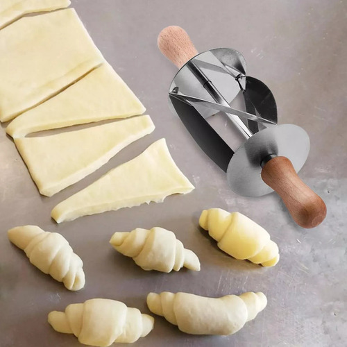 Cortador De Pão De Aço Inoxidável De 3 Croissants E Massa