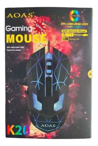 Mouse Gaming Luz Led K20 Color Negro