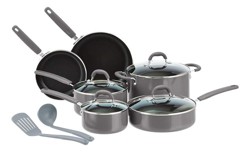 Amazon Basics Ceramic Non-stick 12-piece Cookware Set, Gr...