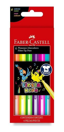 Marcador Escolar Faber Castell Fiesta 6 Colores Neon 