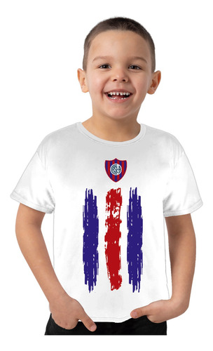 Remera Deportiva Niño San Lorenzo Casla Futbol Franjas