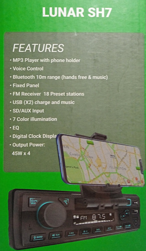 Estereo De Un Din Porta Celulare Atómic Audio Lunarsh7.