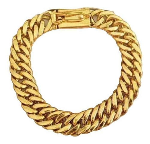 Pulseira Grumet Lacraia 13mm Banhado A Ouro 18k Elos Duplos Diâmetro 13 Mm