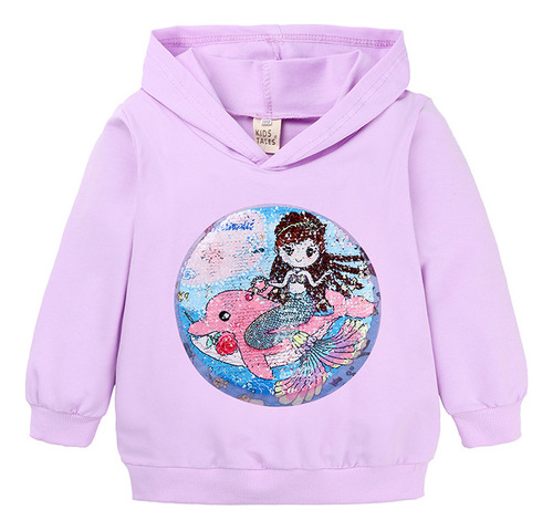 Sudadera Con Lentejuelas De Sirena Para Niñas, 2 Colores