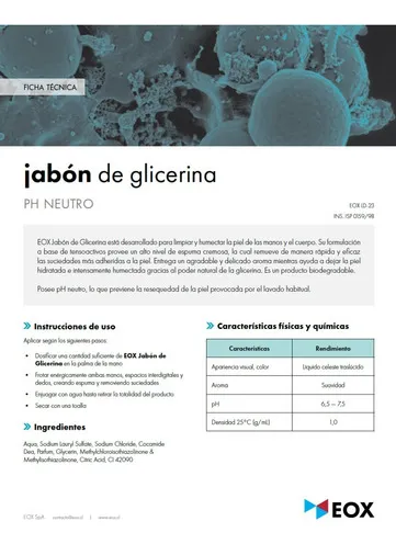 Caja 16 Un. Jabón De Glicerina Ph Neutro Eox 1 Litro