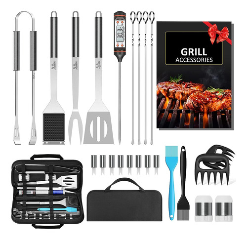 Kit Utensilios Parrillas Barbecue De Acero Inoxidable 25pcs