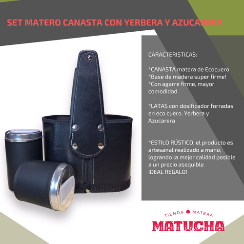 Set Matero Economico Canasta Con Latas Cuero Ecologico Ofert