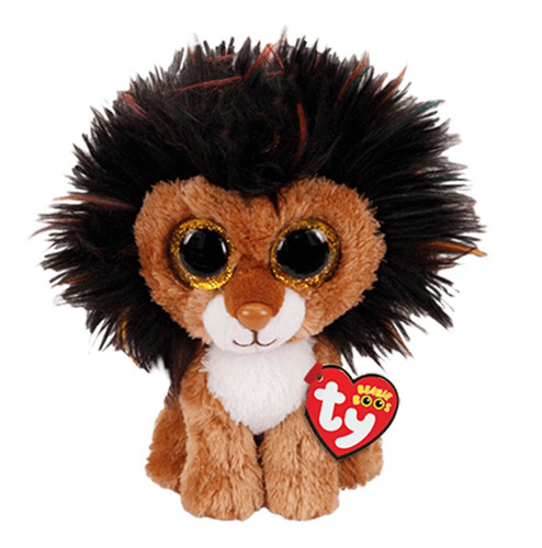 Pelúcia Ty Beanie Boo Leão Ramsey Com Olhinhos De Glitter Cor Marrom