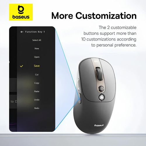 Mouse Sem Fio Baseus Bluetooth 4000dpi Longa Espera Recarreg Cinza