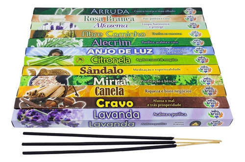 Kit Incenso India Brasil Aromas Sortidos 12caixas 96 Varetas