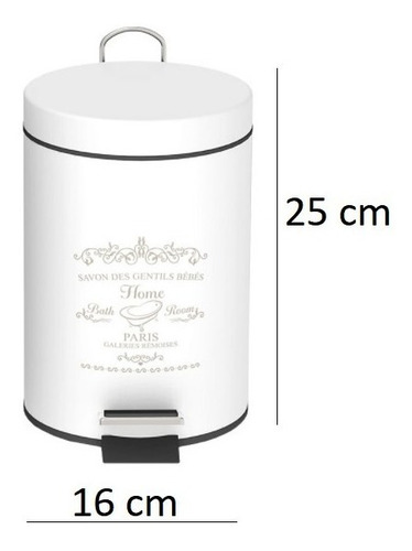 Imagen 2 de 3 de Cesto Tacho Basura Blanco 3 Litros Baño Cocina Residuos
