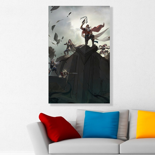 Cuadro Decorativo Irelia Diana Riven Lol Runeterra 80x50cm