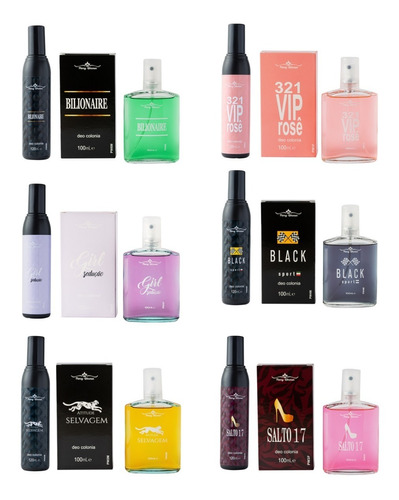Kit 6 Perfume + 6 Desodorante Spray Pierry Wermon Atacado