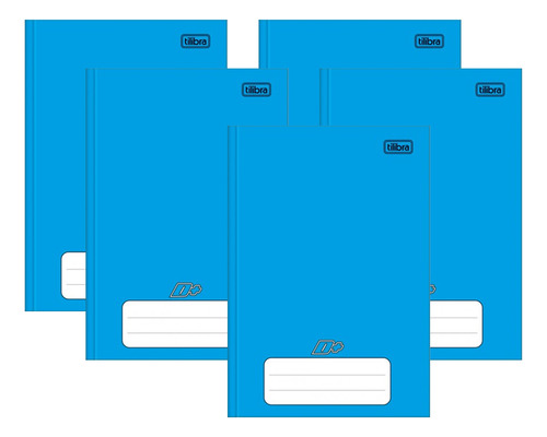 Caderno Brochura Capa Dura Azul 48 Folhas Kit 5