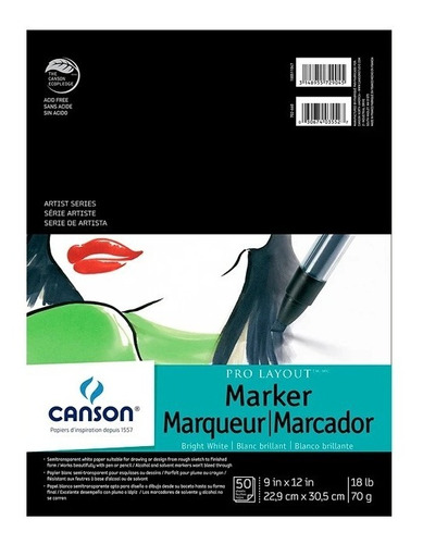 Block Dibujo Canson Marcador Marker Pro Layout 23x30.5 70g50