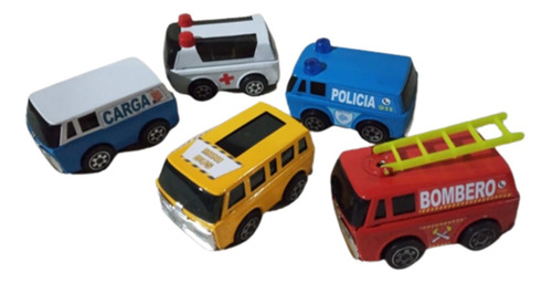 Mini Van Auto De Metal Policia Bombero Bus Ambulancia Jm
