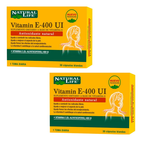 Combo X2 Natural Life Vitamina E-400 Iu 30 Cápsulas