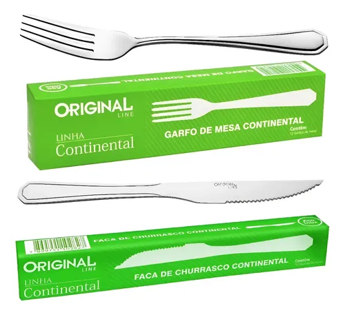 Jogo Garfo Faca Inox 24 Peças Bar Restaurante Buffet Inox