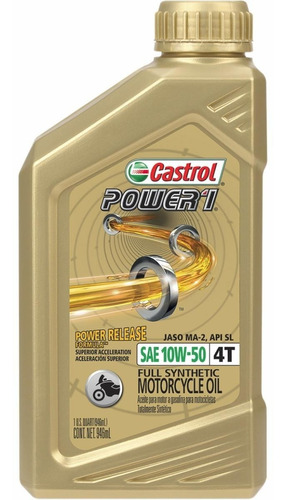 Aceite Sintetico Moto Castrol Power 1 4t 10w-50 946ml