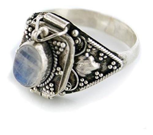 Anillo De Veneno Medieval De Plata De Ley Con Anillo De Pied