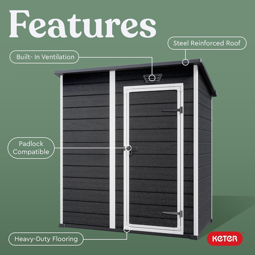 Keter Essential Shed - Cobertizo De Resina De 6 X 4 Negro