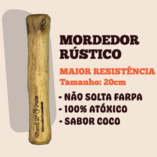 Mordedor Brinquedo Natural Cão Woodn Pets Rustico M Coco