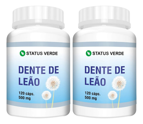 2 Potes Dente De Leão 500mg 240 Cáps Status Verde