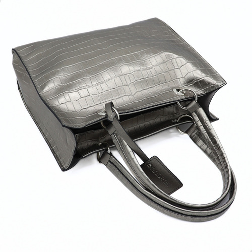 Bolsa Para Mujer Andrea Tote Textura Cocodrilo Plata And23 Acabado De Los Herrajes Metálico Color Plateado Correa De Hombro Plateado