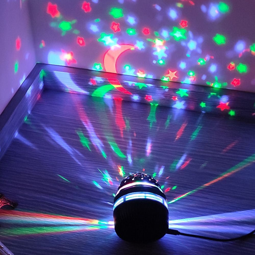 Lámpara Noche Mesa Proyector De Estrellas Niños Usb Velador Estructura Negro Pantalla Negra