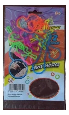 Pulseiras Plásticas Infantil - Música - 3 Embalagens Com 12