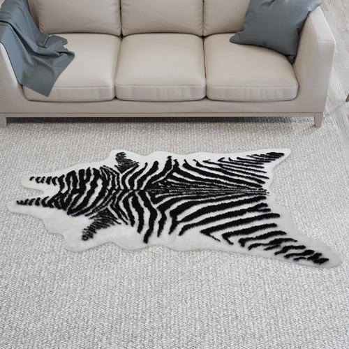 Alfombra Con Estampado De Cebra Artificial, 2,25 X 1,8 M