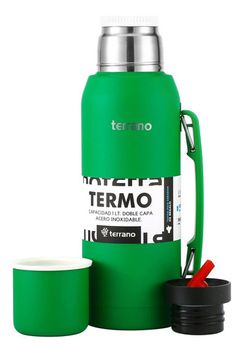 Termo Terrano 1 Litro Manija Tapón Cebador De Regalo