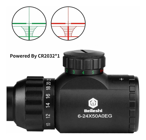 Beileshi 6-24x50 Aoeg Optics Caza Rifle Scope Red & Green Il