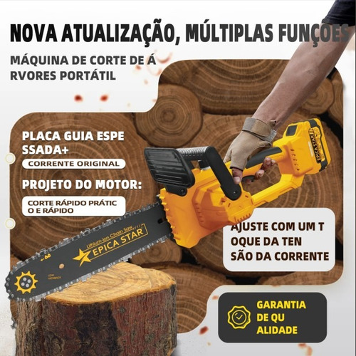 Mini Motosserra Elétrica 21v Portátil Sabre 12 Polegadas