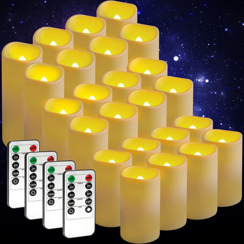 Paquete De 24 Velas Led Sin Llama, A Pilas, Impermeables, (d