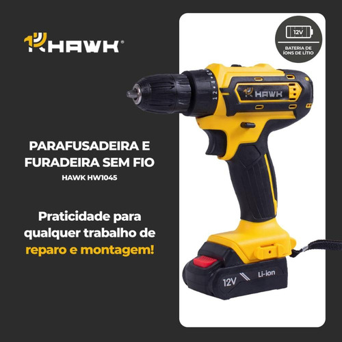 Parafusadeira Furadeira Bateria 12v Com Maleta De Acessórios