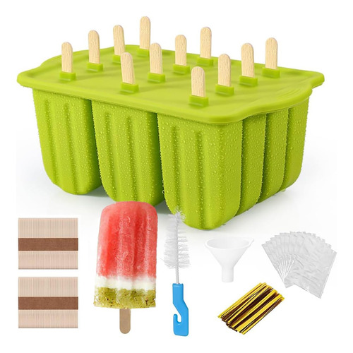 Moldes Y Bandejas De Silicona Para Paletas 12 Cavidades,
