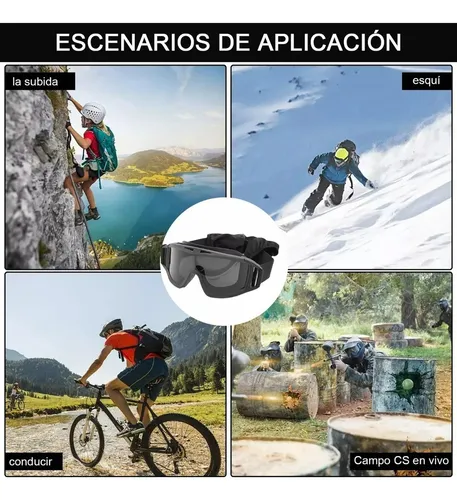Gafas Tácticas Goggle Militares Careta Gafas Con 3 Lentes