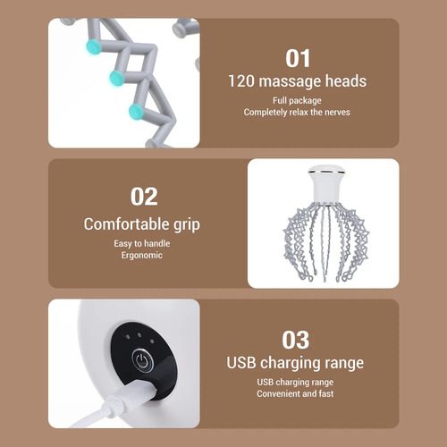 Massageador De Cabeça Eletrico Com 12 Hastes Alivia E Stress