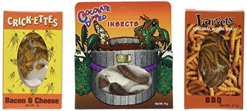 Insectos Comestibles Sampler Pack De 3 Crickets- Tocino Y Qu