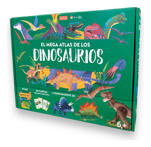 El Mega Atlas De Los Dinosaurios Puzzles 3d + Libro + Cartas