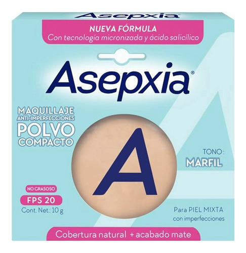 Maquillaje Polvo Compacto Asepxia Fps20 Tono Marfil 10g