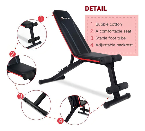 Banco De Pesas Ajustable Pasyou, Plegable, Gimnasio En Casa