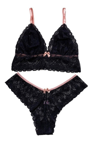 Kit 3 Conjunto Lingerie Sexy Calcinha E Sutia S/ Bojo Rd006