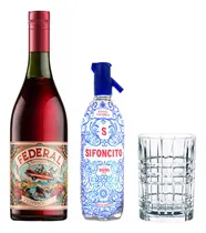 Comprar Combo Vermouth Vermut Federal Rosso + Soda Sifoncito + Vaso