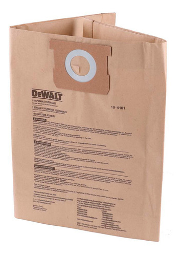 Bolsa De Papel X3 Aspiradora 23-34 Lts Dewalt Dxva19-4101