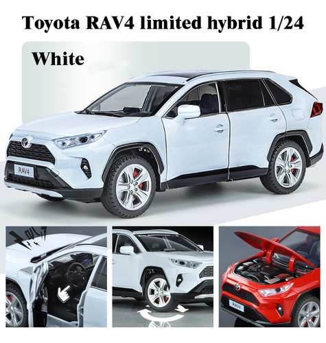 Coche Miniatura De Metal Toyota Rav4 Con Luces Y Sonido 1/24