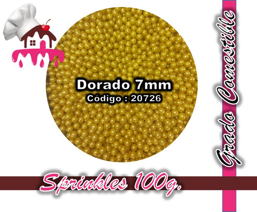 Sprinkle Comestibles Para Decoración Perlas Doradas 7mm