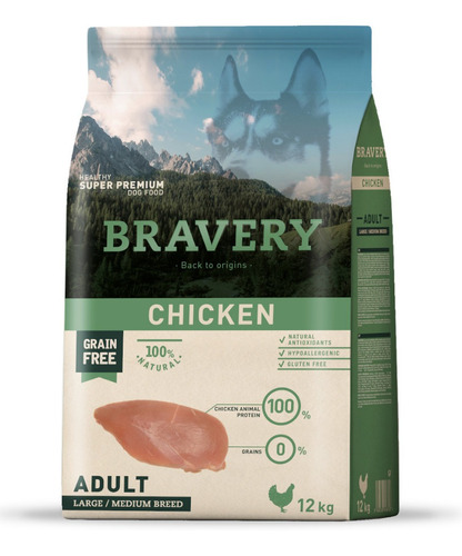 Bravery Chicken Adulto Large/medium Breeds 12 Kg L&h