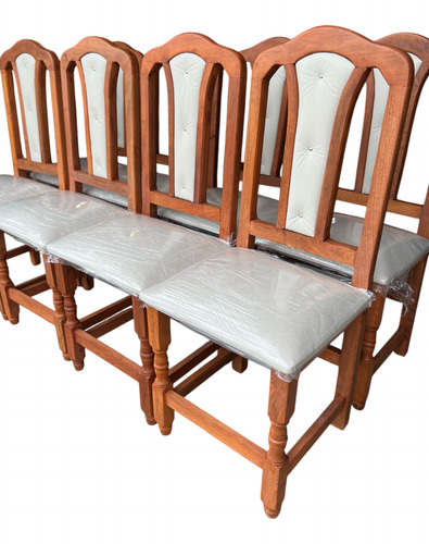 Mezon De 2mts + 8 Sillas Tamaras Tapizadas! Beige Liso